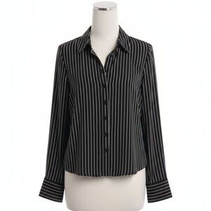 Reformation Black Pinstripe Button-Down Blouse - Size S